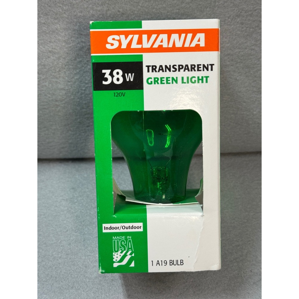 Light Bulb Green Transparent New Sylvania‎ 38W A19 Indoor Outdoor USA